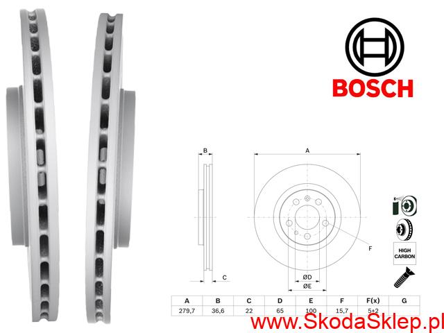 Tarcze hamulcowe przód Skoda Octavia I 280 mm -Bosch 1J0615301E