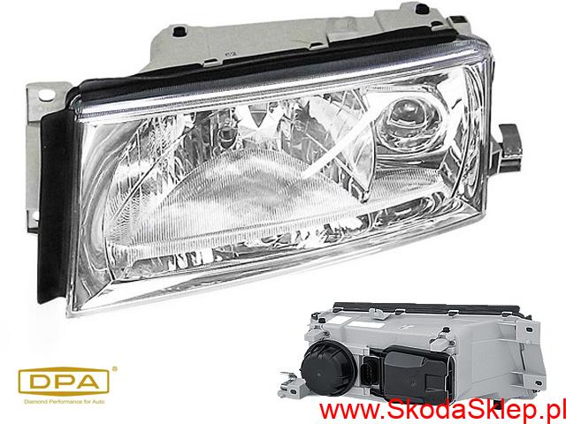 Lampa, reflektor lewy z halogenem Skoda Octavia I po 2001 r. - DPA 1U1941017D