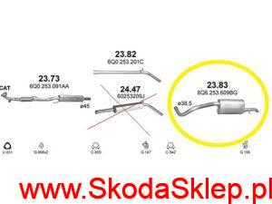 Tłumik końcowy Skoda Fabia I po 2006 r. Fabia II 1,2 Hatchback - 6Q6253609AR Polmo