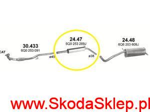 Tłumik środkowy Skoda Fabia I 1,2 do 2006 r. - 6Q0253209J Polmo