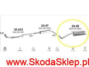 24.48 Tłumik końcowy Skoda Fabia I 1,2 Hatchback do 2006 r. - 6Q6253609J Polmo