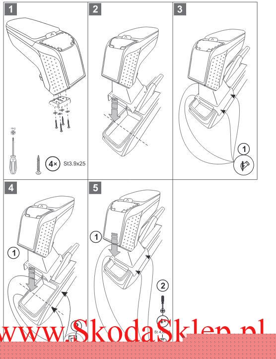 Podłokietnik Armster II Skoda Fabia III 2014 - szary - obrazek 9