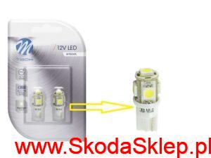 Żarówka W5W ledowa bezcokołowa biała komplet 2 szt. - LB054W M-Tech