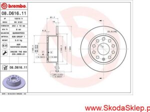 Tarcze hamulcowe tył Skoda Octavia III po 2017r fi 253mm  -Brembo 5Q0615601C