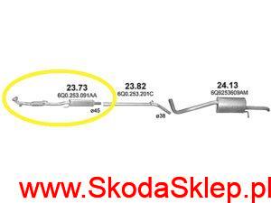 Tłumik środkowy z rurą wydechową Skoda Fabia 1,2 po 2006 r. - 6Q0253091AA Polmo