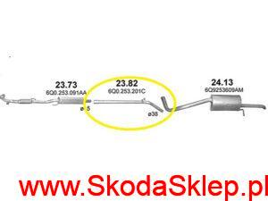23.82 Rura wydechowa, łącznik tłumików Skoda Fabia 1,2 po 2006 r. - 6Q0253201C Polmo