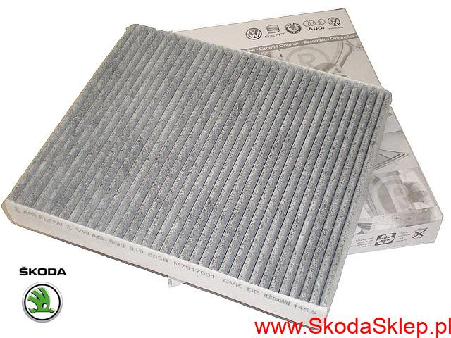 Filtr kabiny, przeciwpyłkowy Skoda Fabia I, Fabia II, Roomster do 2010r  z węglem aktywnym - oryginał 6Q0819653