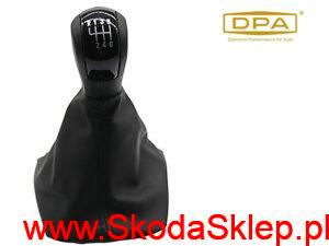 Gałka dźwigni zmiany biegów + osłona Skoda Octavia II 6 biegów czarna - DPA 1Z0711141A