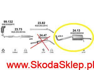 Tłumik końcowy Skoda Fabia I kombi po 2006r. Fabia II 1,2 kombi - 6Q9253609AR Polmo